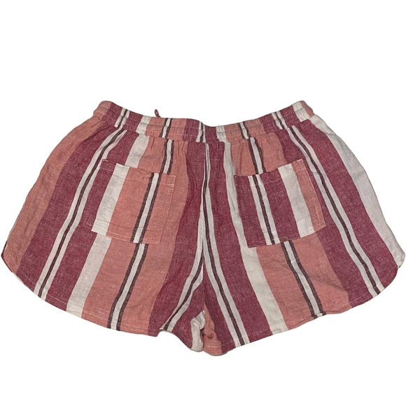 Universal Thread Womens Linen Shorts Size S Pink Striped Elastic Drawstring - Picture 2 of 8